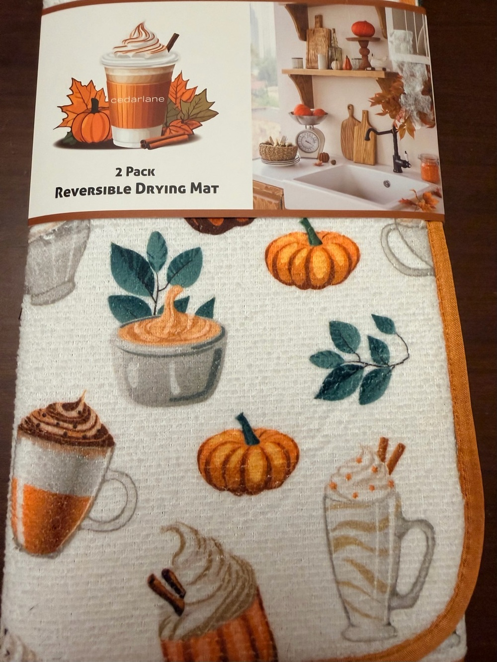 Pumpkin Spice Reversible Drying Mat - 2 Pack